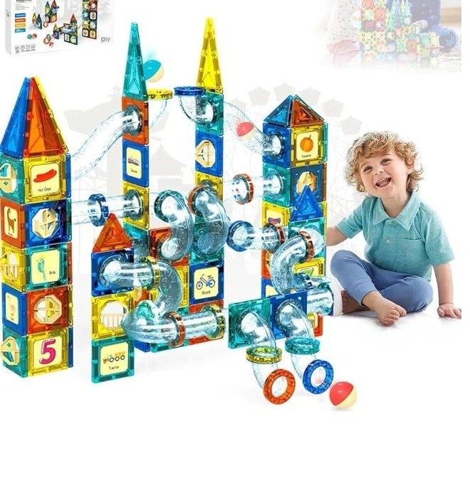 Magnetic Building Tiles 168 PCS Set – Large 3D Construction Blocks, STEM Educational Toy for Kids 3+ Years, Advanced Creative Montessori Magnetic Tiles