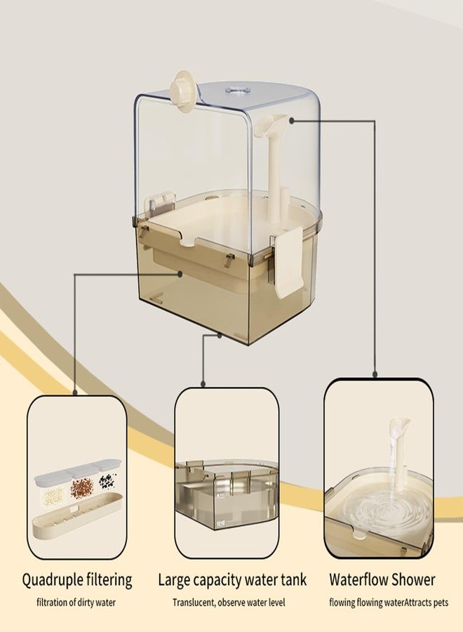 YOOSO WING Automatic Bird Baths for Cage – Indoor Parakeet Bath with Pump, Bird Shower with 2 Modes Running Water, Bird Cage Accessory for Pet Birds Conure Budgies Cockatiels Lovebird (Light Brown) - Image 5