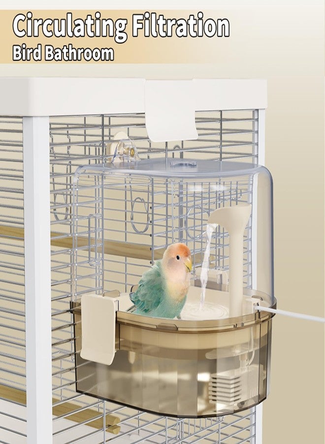 YOOSO WING Automatic Bird Baths for Cage – Indoor Parakeet Bath with Pump, Bird Shower with 2 Modes Running Water, Bird Cage Accessory for Pet Birds Conure Budgies Cockatiels Lovebird (Light Brown) - Image 2