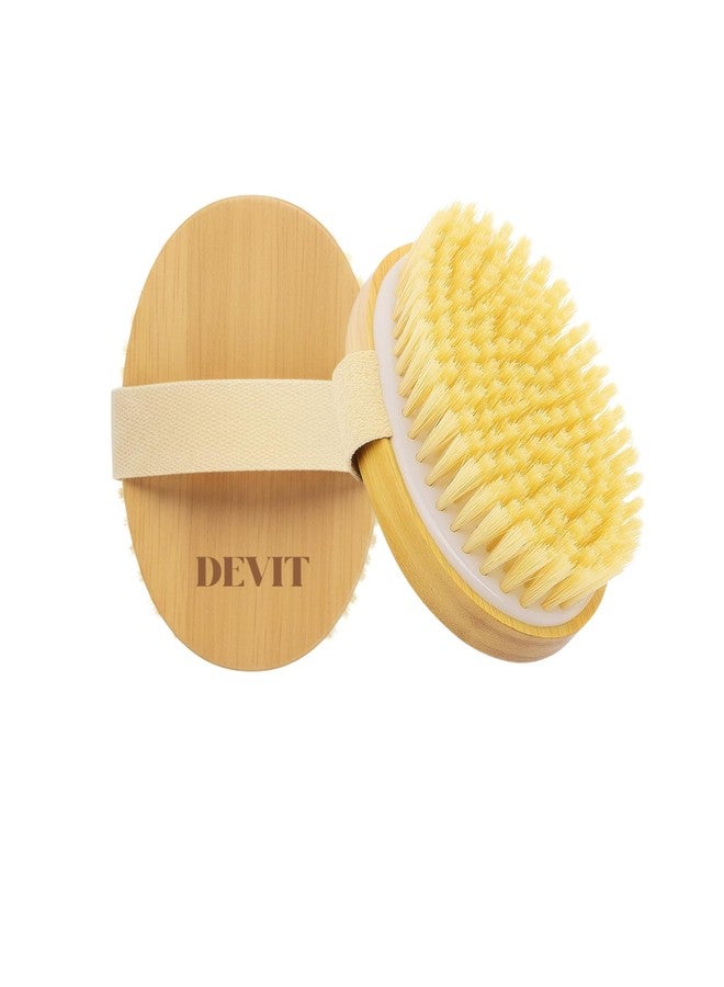 DEVIT™ Oval Dry Body Brush for Exfoliation | Supports Lymphatic Drainage & Reduces Cellulite Appearance | Removes Dead Skin & Helps Prevent Ingrown Hairs | Natural Bristle Wooden Brush | (1 Piece) - Image 1