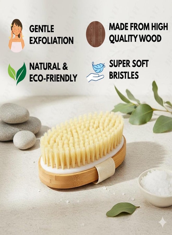 DEVIT™ Oval Dry Body Brush for Exfoliation | Supports Lymphatic Drainage & Reduces Cellulite Appearance | Removes Dead Skin & Helps Prevent Ingrown Hairs | Natural Bristle Wooden Brush | (1 Piece) - Image 5