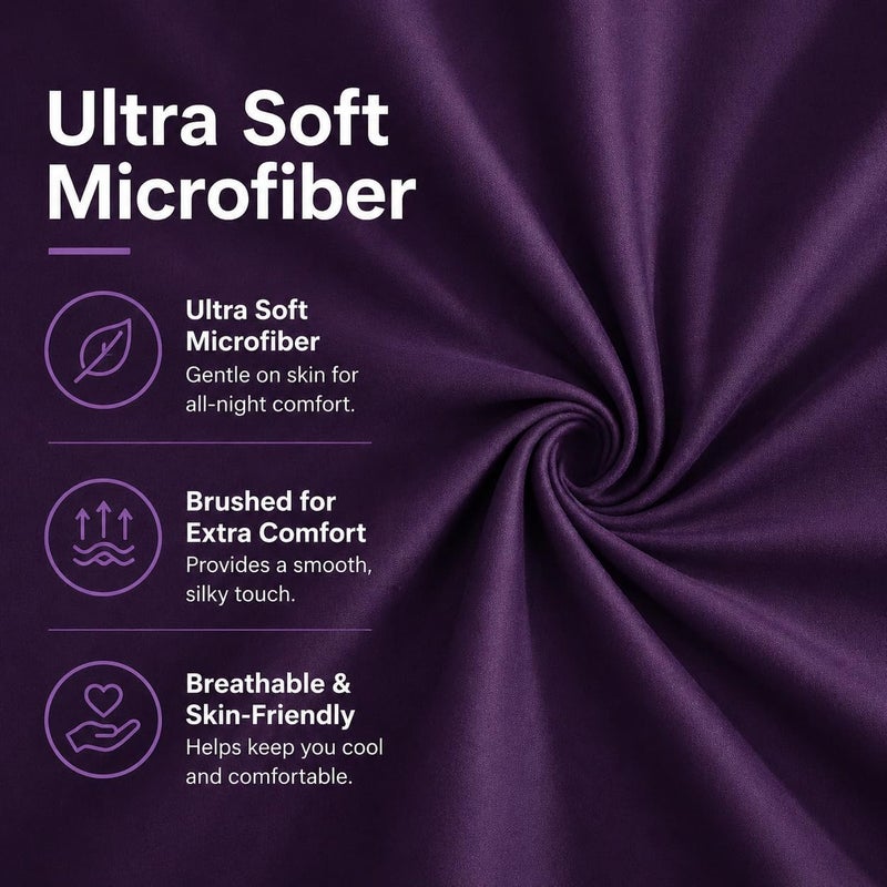 EVOLIVE Ultra Soft Microfiber Body Pillow Cover/Pillowcases 21"x54" with Hidden Zipper Closurer (21"x54" Body Pillow Cover, Purple) - Image 4