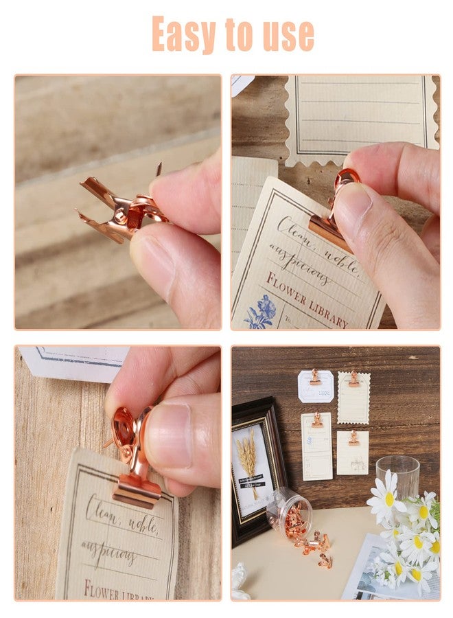 AIEX 30pcs Push Pin Clips, Metal Bulldog Clips Thumb Tacks for Cork Board Decoration Accessories School Office Supplies (Rose Gold) - Image 5