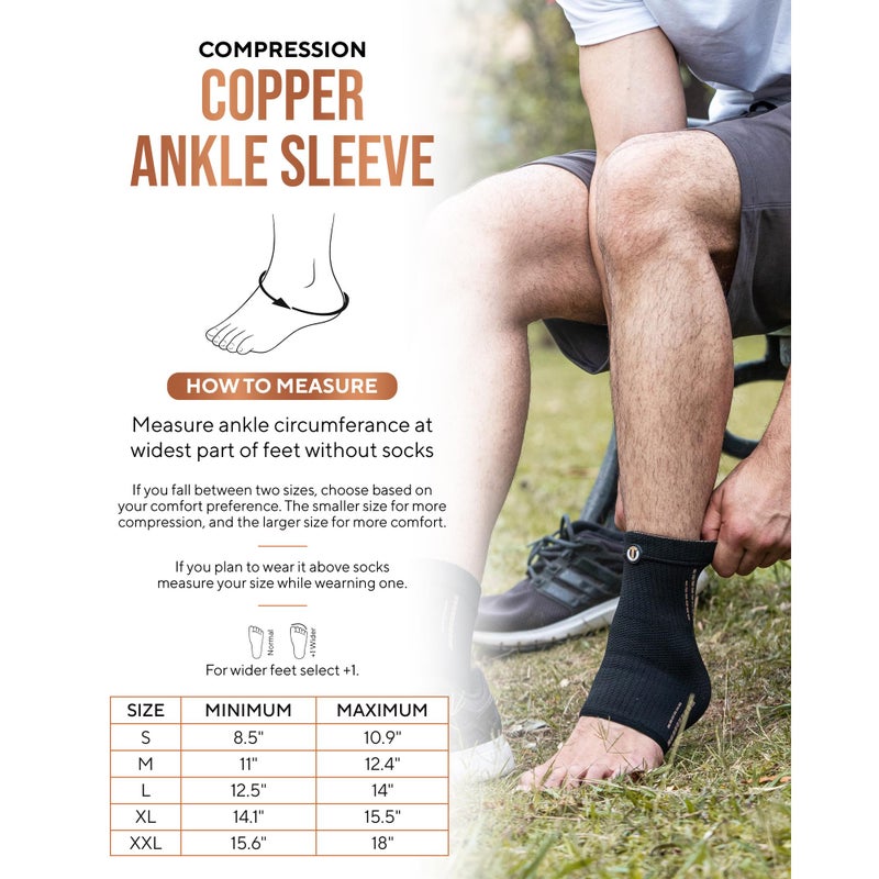 TheraCopper Copper Ankle Brace (2 Pack) â€” Compression Ankles Brace for Men & Women â€” Infused Copper Ankle Sleeve Compression Support for Pain Relief, Swelling, Sprains, Achilles Recovery & Sports (Medium) - Image 5