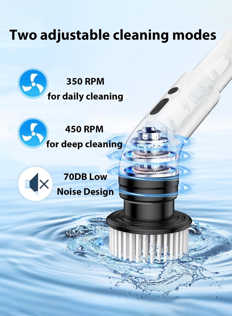 CubeG JY-9011 Electric Spin Scrubber , 2 Adjustable Speeds 9 in 1 Rechargeable Electric  Cleaning Brush, Cordless Electric Rotating Cleaning Adjustable Extended Handle, Suitable for Tiles, Bathtubs, Sinks, Walls, Bathrooms - Image 3