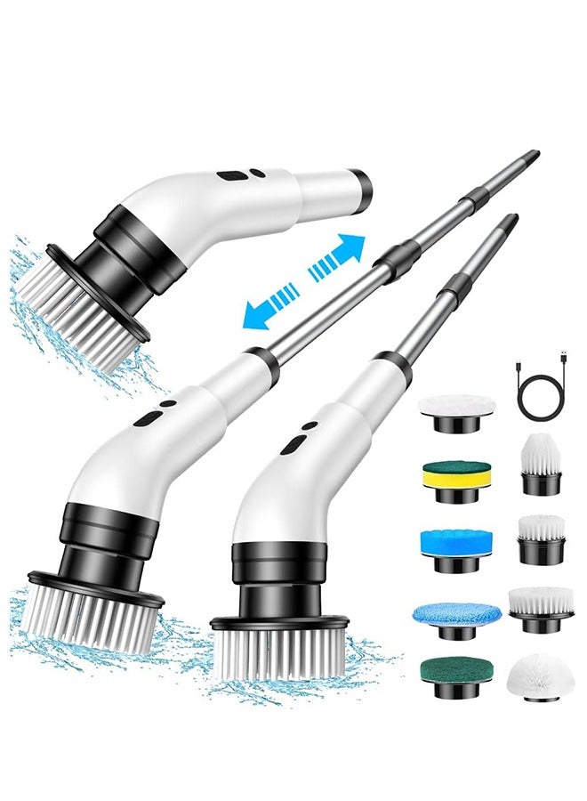CubeG JY-9011 Electric Spin Scrubber , 2 Adjustable Speeds 9 in 1 Rechargeable Electric  Cleaning Brush, Cordless Electric Rotating Cleaning Adjustable Extended Handle, Suitable for Tiles, Bathtubs, Sinks, Walls, Bathrooms - Image 1