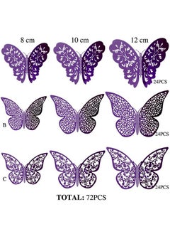 Bememo 72 Pieces 3D Butterfly Wall Decals Sticker Wall Decal Decor Art Decorations Sticker Set 3 Sizes For Room Home Nursery Classroom Offices Kids Girl Boy Bedroom Bathroom Living Room Decor (Purple)  - Image 5