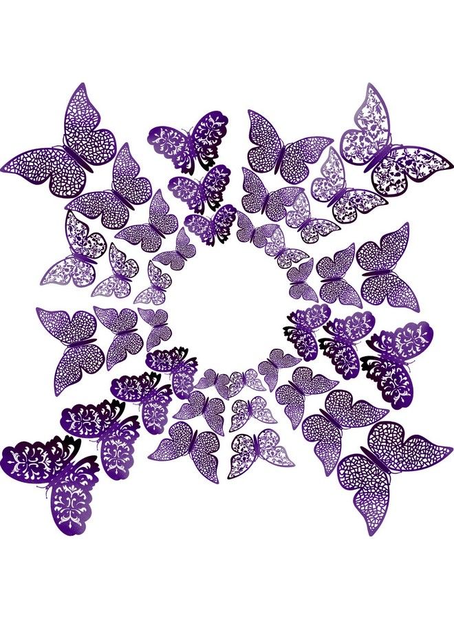 Bememo 72 Pieces 3D Butterfly Wall Decals Sticker Wall Decal Decor Art Decorations Sticker Set 3 Sizes For Room Home Nursery Classroom Offices Kids Girl Boy Bedroom Bathroom Living Room Decor (Purple) - Image 4