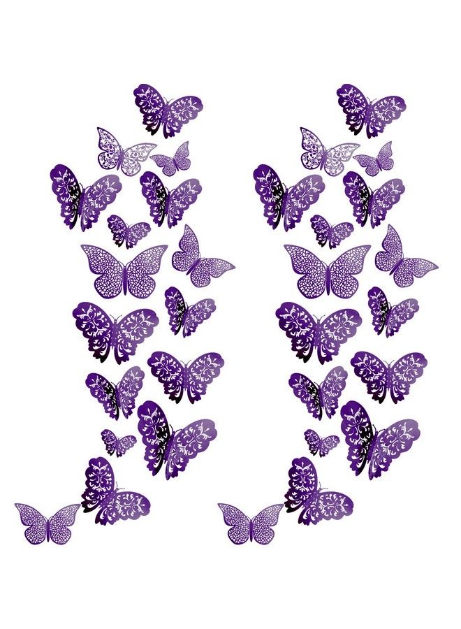 Bememo 72 Pieces 3D Butterfly Wall Decals Sticker Wall Decal Decor Art Decorations Sticker Set 3 Sizes For Room Home Nursery Classroom Offices Kids Girl Boy Bedroom Bathroom Living Room Decor (Purple) - Image 3