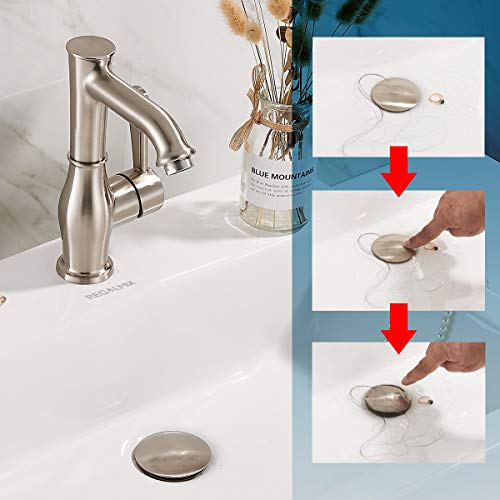 REGALMIX Bathroom Sink Drain, Vessel Sink Pop Up Drain,Built-in Anti-Clogging Strainer, Sink Drain Assembly Without Overflow Brushed Nickel,(1-1/2" to 1-3/4") RWF082B - Image 3