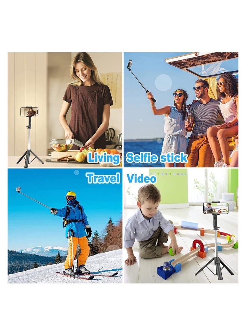 Long Selfie Stick with Tripod Stand upto 37.8 inch,4 in 1 Extendable Selfie Stick Bluetooth Selfie Sticks with Remote and Large Reinforced Tripod Compatible with iPhone Oneplus Vlogging - Image 4