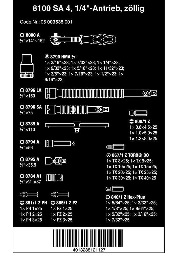 WERA 8100 SA 4 Zyklop Speed Ratchet Set - 1/4" Drive, Imperial, 41 Pieces - Image 2
