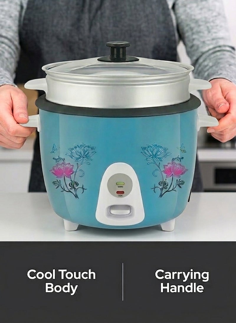 GITCO 3 in 1 Electric Rice Cooker 2.8 L With Non-Stick Inner Pot, Stainless Steel Lid, A Rice Scoop and Measuring Cup, Includes Cook, Steam and Keep Warm Function with Indicator Light/ Cool Touch Handle with Aluminum Outer Steamer 1000 W GRC8002 - Image 4