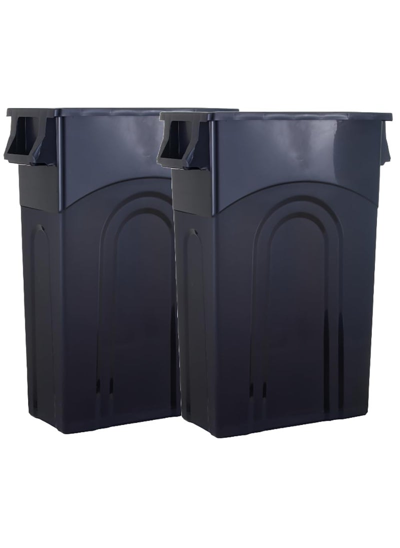 United Solutions United Solutions Highboy Waste Container 23 Gallon 2Pack Space Saving Slim Profile and Easy Trash Bag Removal Indoor or Outdoor Use Integrated Handles for Easy Carrying Black TI0085 