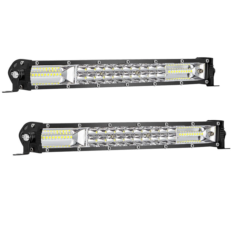 San Young 12 Inch Slim Led Light Bar For Truck  12V 24V 120W 10000Lm Double Row Work Light Bar For Tractor Atv Utv Rv Rzr Snowblower Golf Cart Lawn Mower Automotive  2 Pack - Image 1