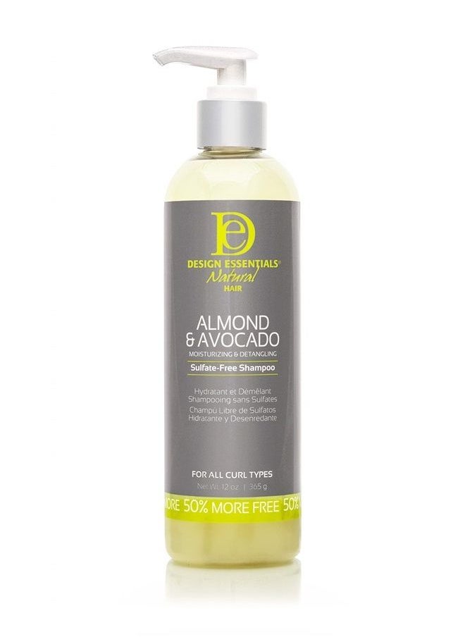Design Essentials Natural Almond & Avocado Moisturizing & Detangling Sulfate-Free Shampoo, 12 Ounce  - Image 1