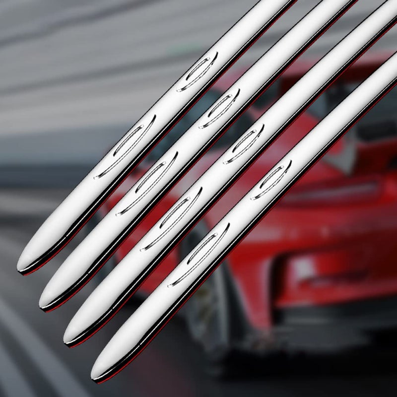 AutoBizarre Anti-Collision Silver Chrome Car Corner Bumper Protection Strips Set of 4 pcs Compatible with All Cars - Image 2