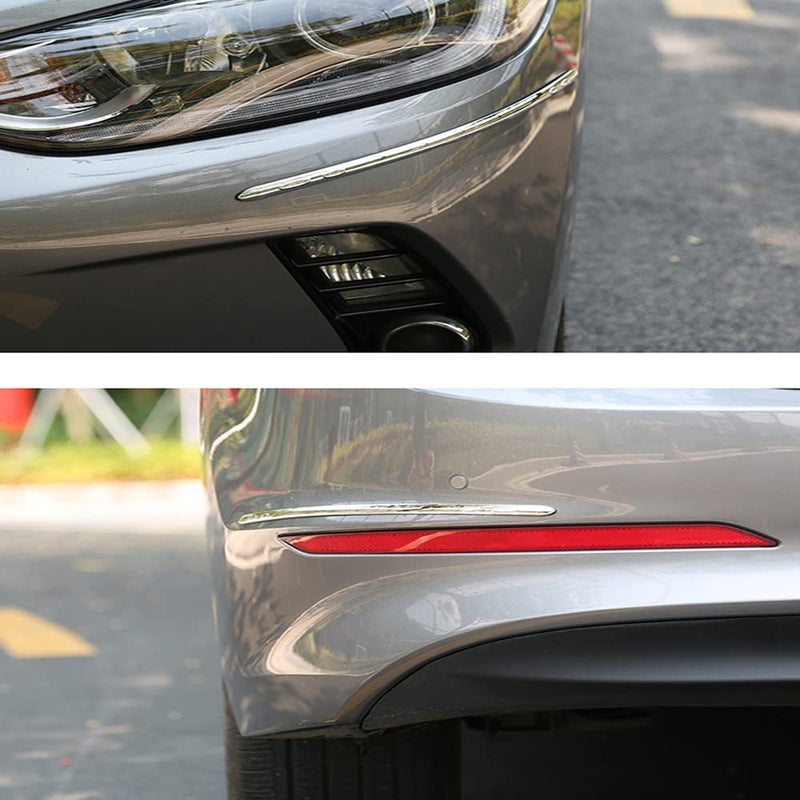 AutoBizarre Anti-Collision Silver Chrome Car Corner Bumper Protection Strips Set of 4 pcs Compatible with All Cars - Image 3