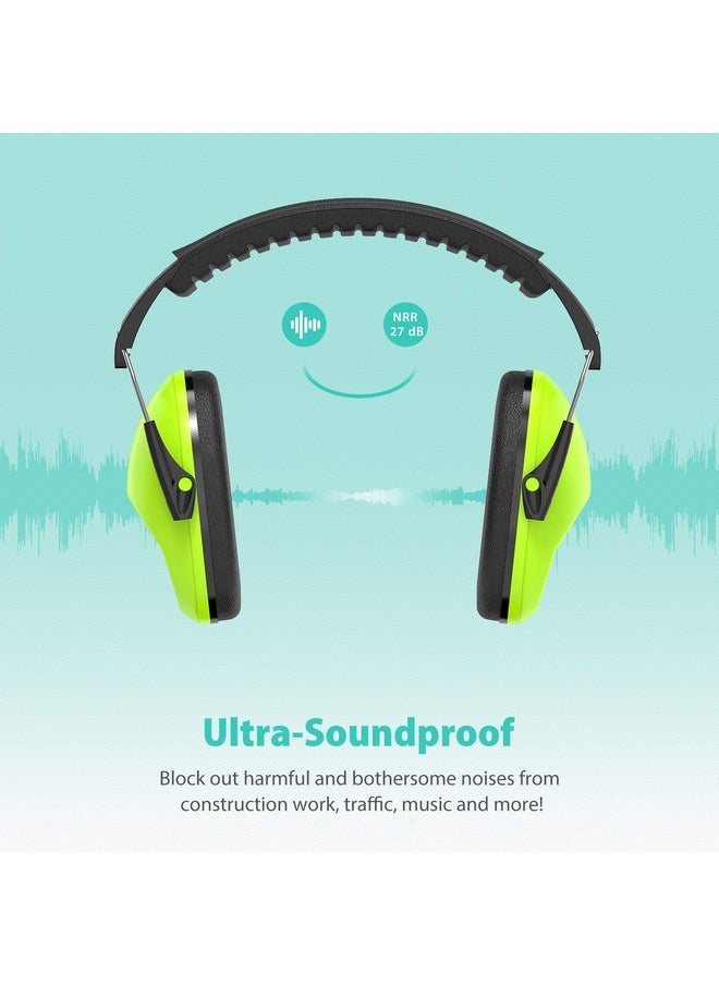Dr.Meter Dr.meter Ear Muffs for Noise Reduction: EM100 27.4 NRR Kids Noise Cancelling Headphones with Adjustable Headband - Kids Ear Protection for Shooting Mowing and Sleeping - 2 Packs, Green & Green  - Image 4