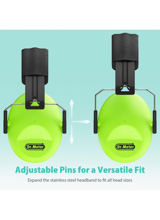 Dr.Meter Dr.meter Ear Muffs for Noise Reduction: EM100 27.4 NRR Kids Noise Cancelling Headphones with Adjustable Headband - Kids Ear Protection for Shooting Mowing and Sleeping - 2 Packs, Green & Green  - Image 2