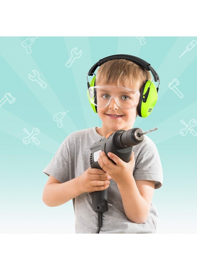 Dr.Meter Dr.meter Ear Muffs for Noise Reduction: EM100 27.4 NRR Kids Noise Cancelling Headphones with Adjustable Headband - Kids Ear Protection for Shooting Mowing and Sleeping - 2 Packs, Green & Green  - Image 5