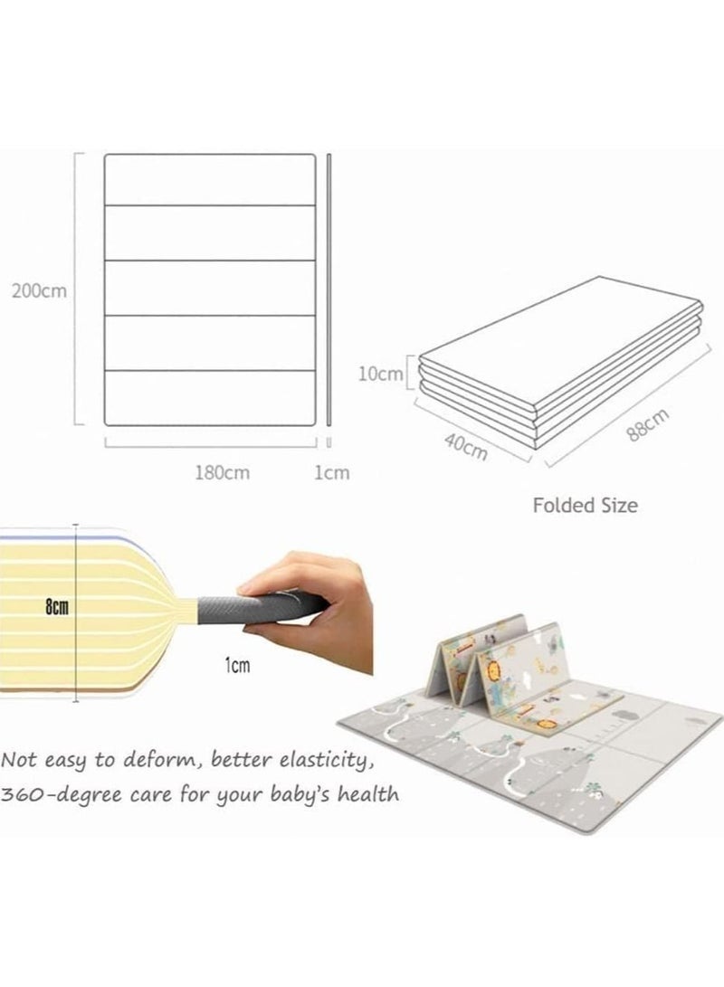 ASIV Foldable Baby Play Mat Extra Large Waterproof Activity Playmats for Babies,Toddlers, Infants, Play & Tummy Time Foam Baby Mat for Floor with Travel Bag(200 * 180 * 1cm/79 * 71 * 0.4inch)(A) - Image 5