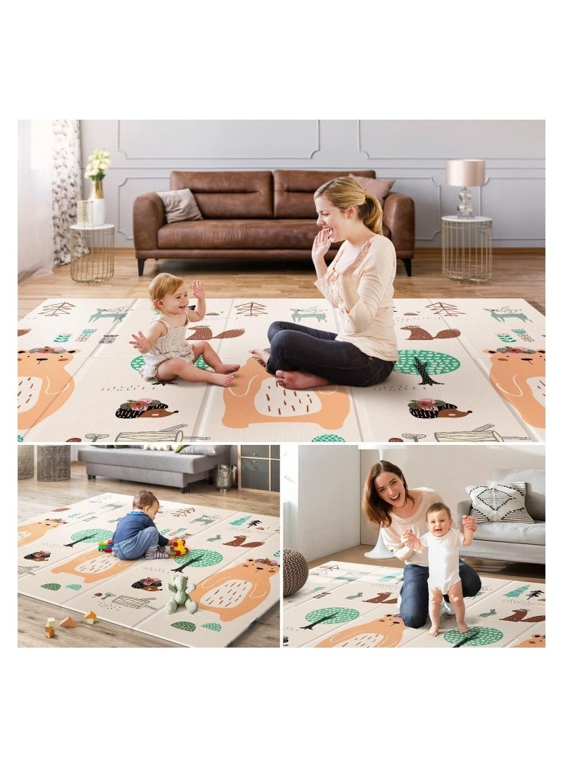 ASIV Foldable Baby Play Mat Extra Large Waterproof Activity Playmats for Babies,Toddlers, Infants, Play & Tummy Time Foam Baby Mat for Floor with Travel Bag(200 * 180 * 1cm/79 * 71 * 0.4inch)(A) - Image 2