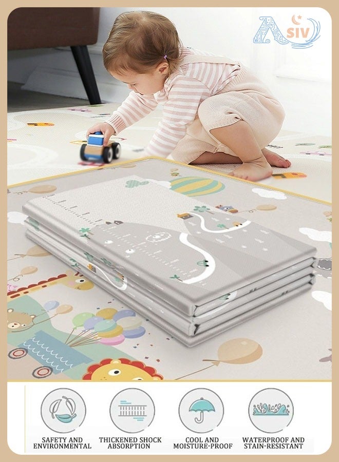 ASIV Foldable Baby Play Mat Extra Large Waterproof Activity Playmats for Babies,Toddlers, Infants, Play & Tummy Time Foam Baby Mat for Floor with Travel Bag(200 * 180 * 1cm/79 * 71 * 0.4inch)(A) - Image 1