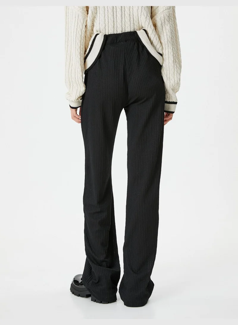 Koton  Trousers High-Rise Relax Fit Textured Standard Leg for Women | Best Price UAE