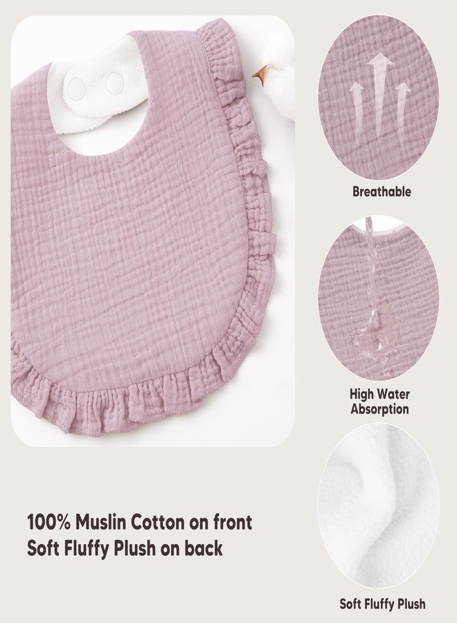 Bearmoss 8 Pack Muslin Baby Bibs for Drooling and Teething, Soft Bibs for Girls, Boys, Newborn (Pink Purple) - Image 4