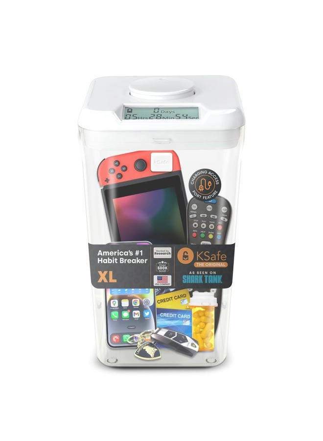 Kitchen Safe XL: Time Locking Container (White Lid + Clear Base) - 10.4" Height - Image 1