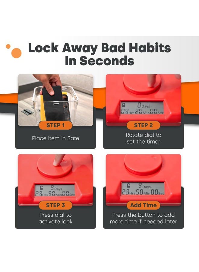 Kitchen Safe XL: Time Locking Container (White Lid + Clear Base) - 10.4" Height - Image 4