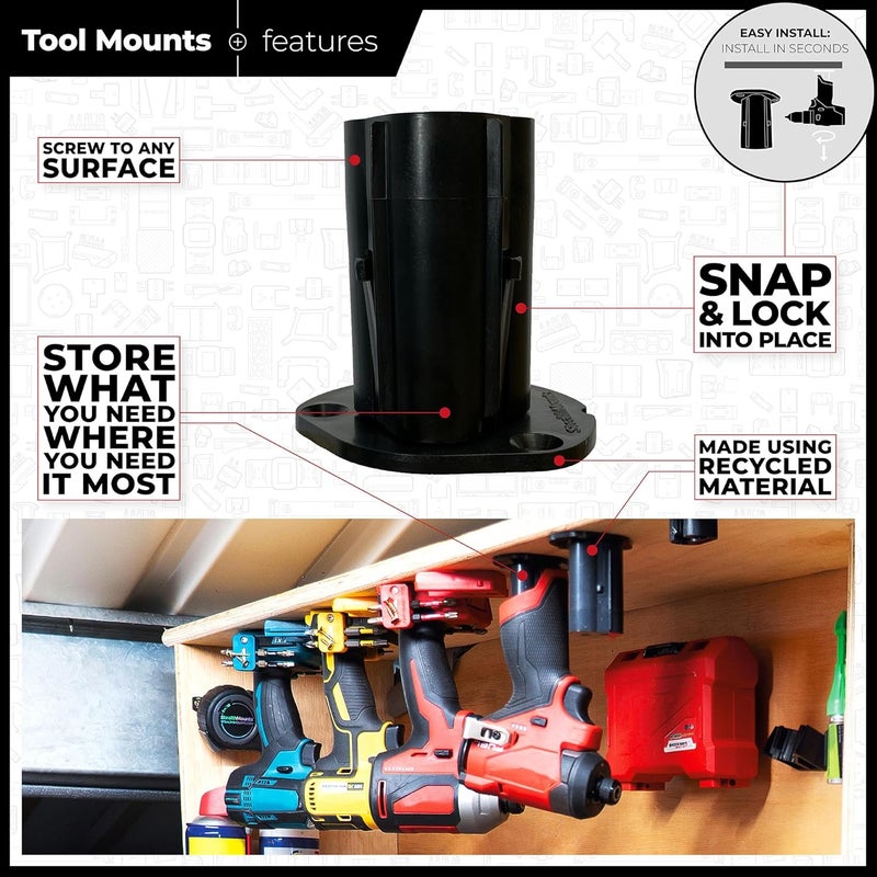 StealthMounts Tool Holder Compatible with Milwaukee M12 (3 Pack) - Black Locking Tool Mounts | Made in the UK - Image 5