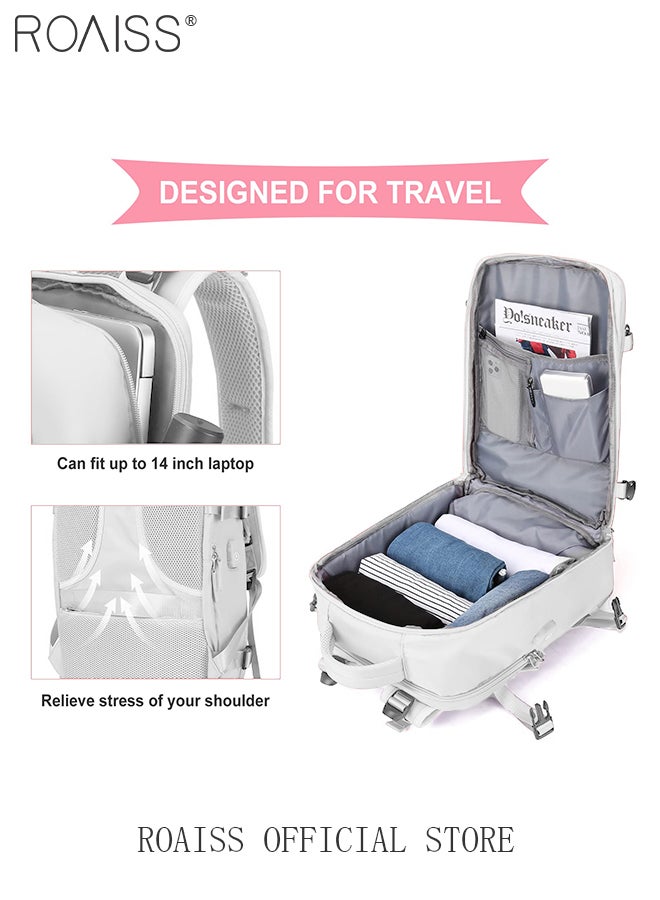 roaiss Travel Backpack for Men Women Carry On Backpack with USB Charging Port Shoe Compartment Flight Approved College School Bag Casual Daypack for Weekender Business Hiking  - Image 5