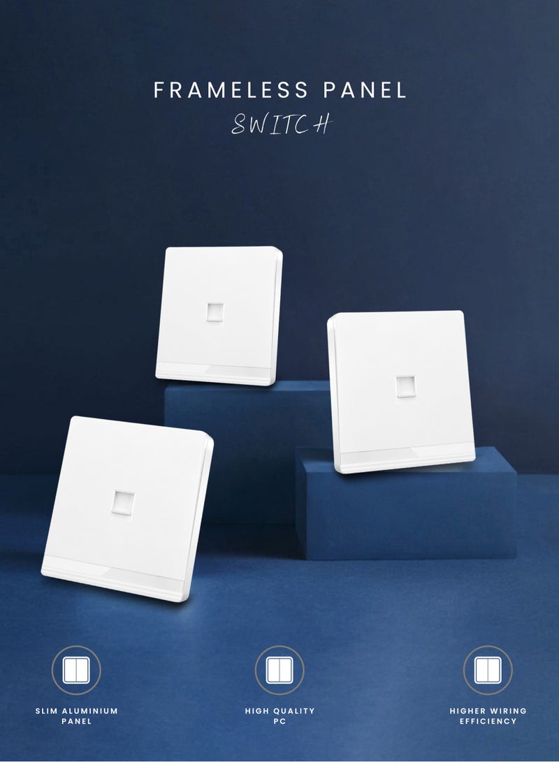 Vmax White Telephone Wall Socket - 3x3 Inches Frameless Wall Data Socket - Image 5