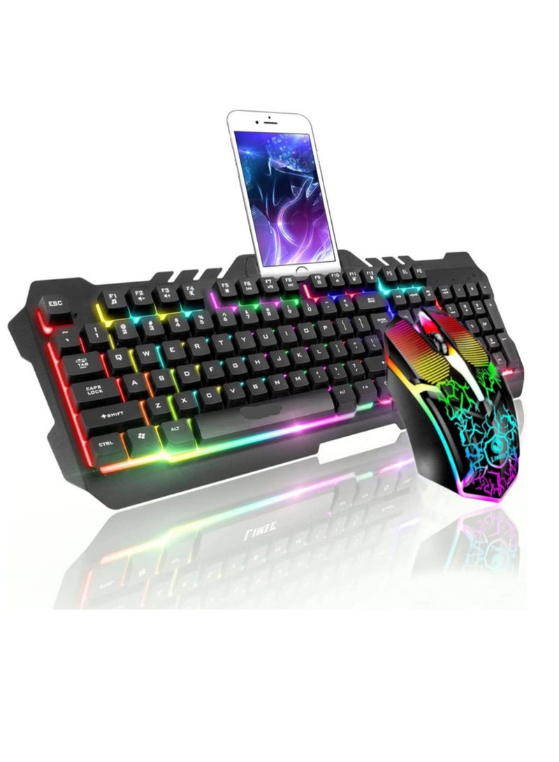 Gaming Keyboard and Mouse, Keyboard and Mouse Combination, Wired Keyboard and Mouse, USB Interface, LED Keyboard, Mechanical Sensitivity, Suitable for Gaming, Work and Entertainment 