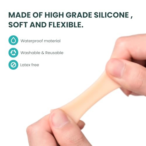 Promifun Silicone Toe Protectors – 12 Pack Silicone Toe Sleeve for Hammer Toes, Corns, Calluses, Blisters – Soft Gel Toe Tube Pads for Pain Relief(Beige) - Image 3