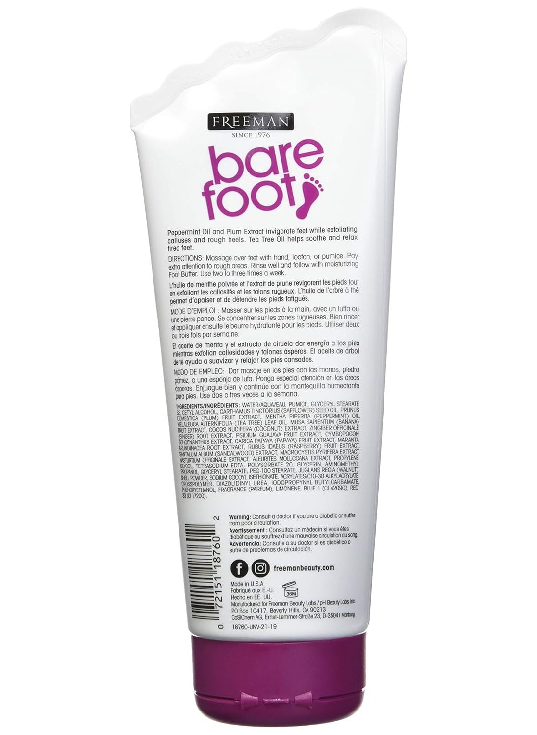 Freeman Freeman Bare Foot Exfoliating foot scrub Peppermint and Plum 53 oz  - Image 2