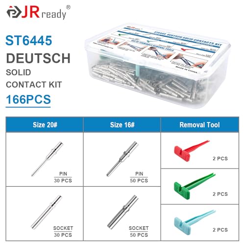 JRready ST6445 Deutsch Solid Pin Kit Barrel Style Contacts Size 16 20 Male Female Terminal for DT DTM HD Series Connector with Deutsch Pin Extractor Tool - Image 3
