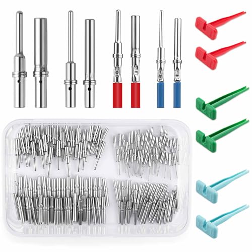 JRready ST6445 Deutsch Solid Pin Kit Barrel Style Contacts Size 16 20 Male Female Terminal for DT DTM HD Series Connector with Deutsch Pin Extractor Tool - Image 1