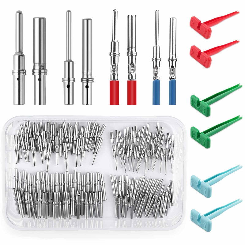 JRready ST6445 Deutsch Solid Pin Kit Barrel Style Contacts Size 16 20 Male Female Terminal for DT DTM HD Series Connector with Deutsch Pin Extractor Tool - Image 2