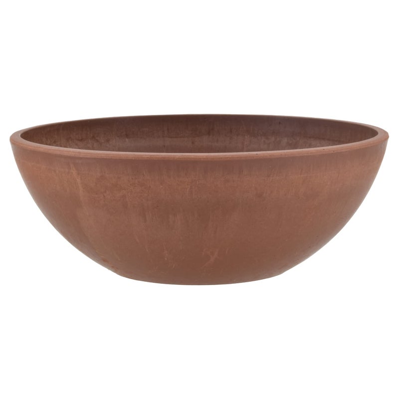 PSW Pot Collection M30TC 8-inch Plastic/Stone/Wood Composite Low Bowl Planter â€“ No Drainage Hole (Drillable), Shallow Indoor/Outer Pot for Succulents, Bonsai, Fairy Gardens, Herbs, Terra Cotta Color - Image 1