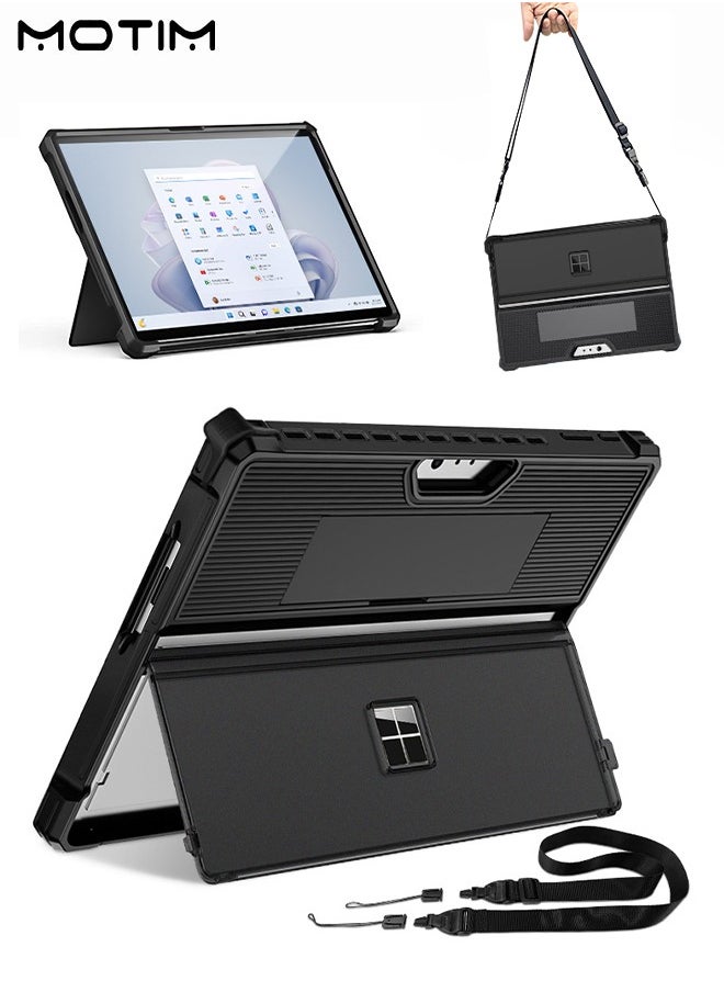 Motim - Microsoft Surface Pro 11/10/9 Tablet Sleeve Case, Rugged Protective Case with Pencil Holder/ Hand Strap/ Shoulder Strap, Multiple Angle Stand, Shock Absorbing and Drop Resistant Case, Compatible with Microsoft Keyboard - Image 1