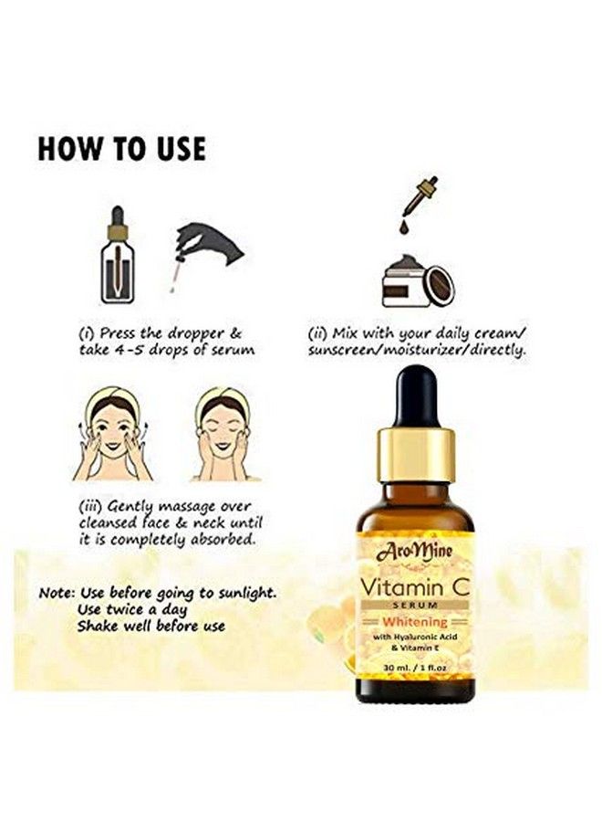 Aromine سيروم فيتامين سي للوجه لتفتيح البشرة ومكافحة الشيخوخة وللبشرة المتألقة 30 مل - Image 4