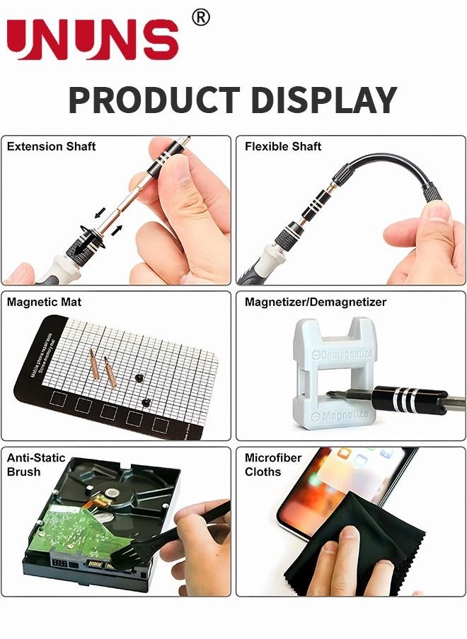 UNUNS - 122-Piece Upgraded Precision Screwdriver Set, Electronics Repair Tool Kit, Mini Screwdriver Set All In One for Electronics, iPhone, Jewelers, Laptop and Small Repairs - Image 1