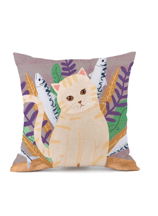 NIBEMINENT Cat Printed Cushion Cover Multicolour 45x45cm