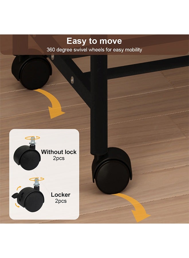 سولاكان ملابس على قضبان مع علاقات بنطلونات، حامل ملابس معدني على عجلات، حامل ملابس قائم بذاته مع علاقات بنطلونات، رف مع شماعات بنطلونات ومنظم للبنطلونات (أسود، 70 × 39 × 175 سم). - Image 4
