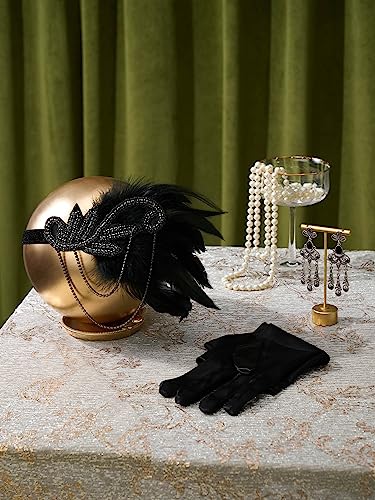 SWEETV 1920s Flapper Accessories Set for Women, Roaring 20s Great Gatsby Headband Flapper Costume Accessories - Image 5