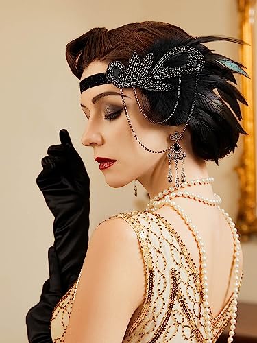 SWEETV 1920s Flapper Accessories Set for Women, Roaring 20s Great Gatsby Headband Flapper Costume Accessories - Image 2