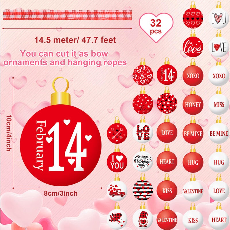 gisgfim 32PCS Valentines Ornaments Tree Decorations Valentine's Day Wood Ornaments 2D Love Heart Gnome Hanging Cutouts Valentines Welcome Hello Spring Galentine's Home Party Decor Supplies Hanging Craft - Image 2